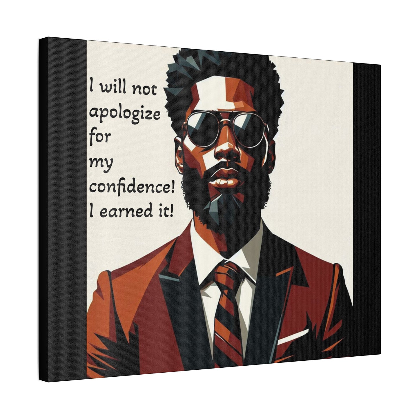 Afro Art Print Canvas, Wall Decor, Satin Stretched Canvas, African American Art, Office Decor, Home Decor - Confident Man In Suit