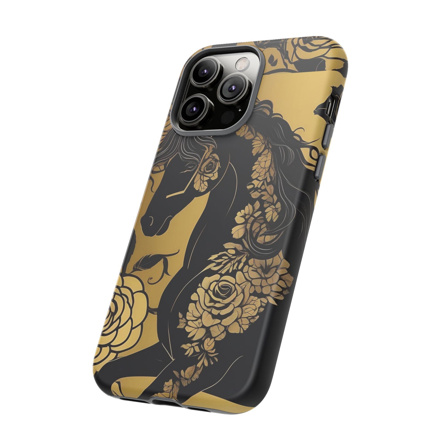 Phone Case - Elegant Horse & Roses Design