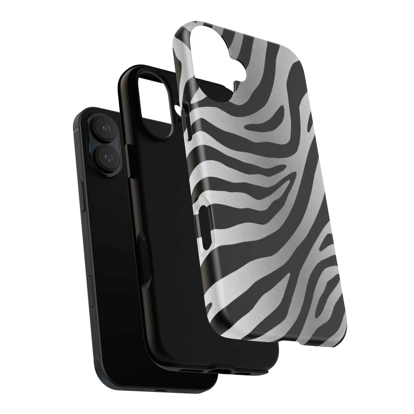 Zebra Print Tough Phone Case - Silver