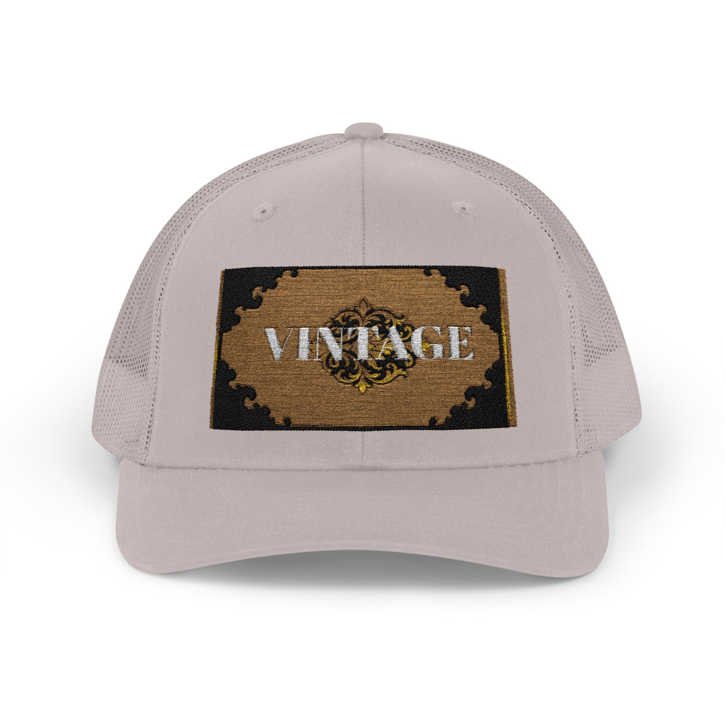 Mauve & Black-Gold Vintage Baroque Patch Trucker Cap