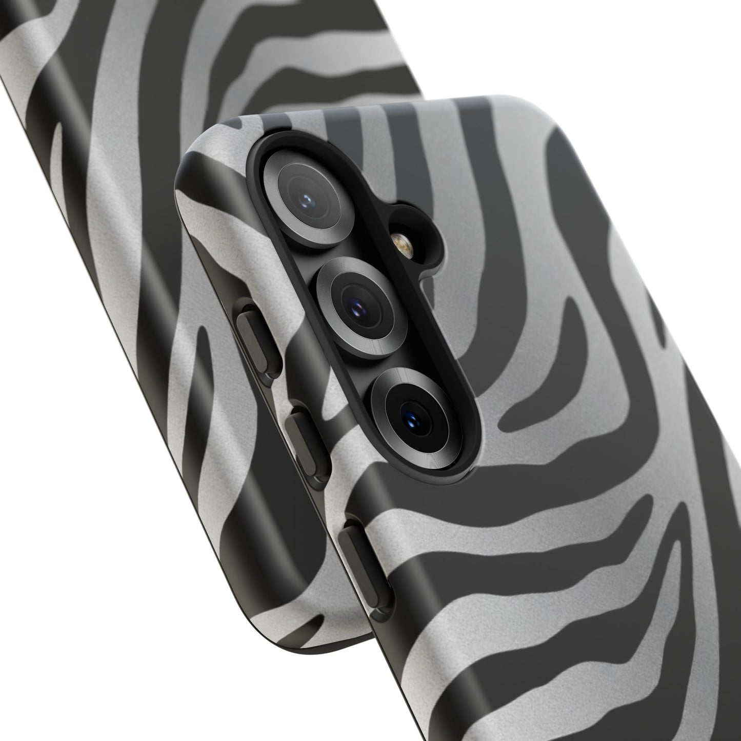 Zebra Print Tough Phone Case - Silver
