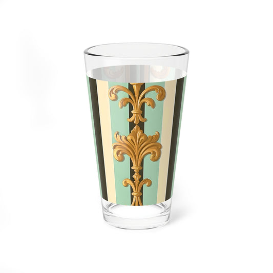 Elegant Mixing Glass, 16oz - Vintage Style Drinkware, Cocktail Mixer, Wedding Gift, Home Bar Decor - Black & Matte Mint Striped Rococo