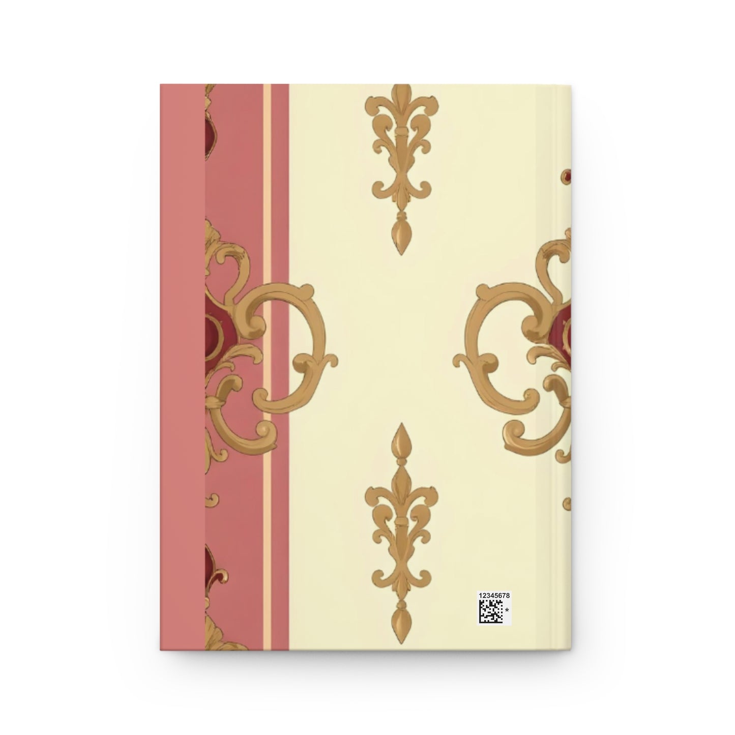 Elegant Floral Motif Hardcover Journal - Stylish Writing Notebook - Mauve Striped Gold Damask