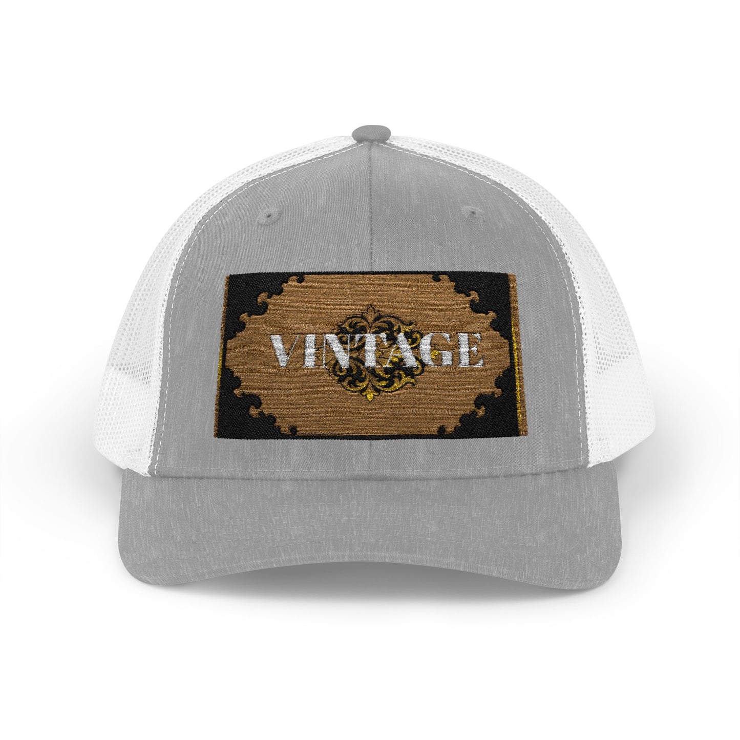 Mauve & Black-Gold Vintage Baroque Patch Trucker Cap