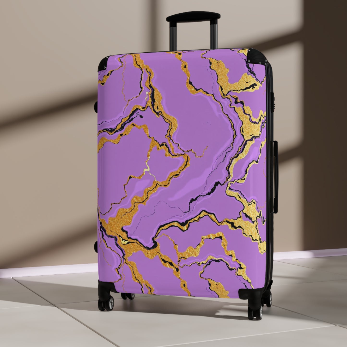 Stylish Suitcase - Travel Luggage, Trendy Carry-On, Vacation Bag, Gift for Travelers, Modern Travel Accessory - Lavender Marble