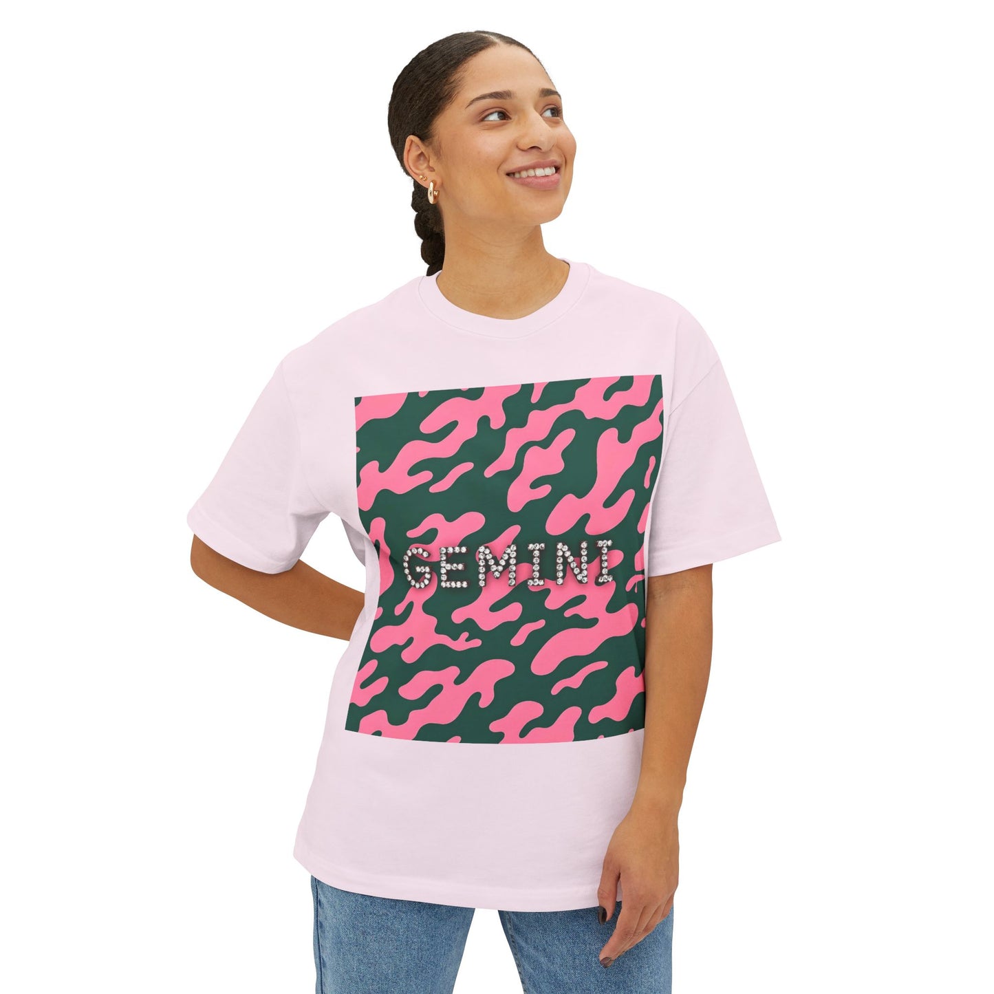 Gemini Camo Oversized Tee - Perfect for Astrology Lovers