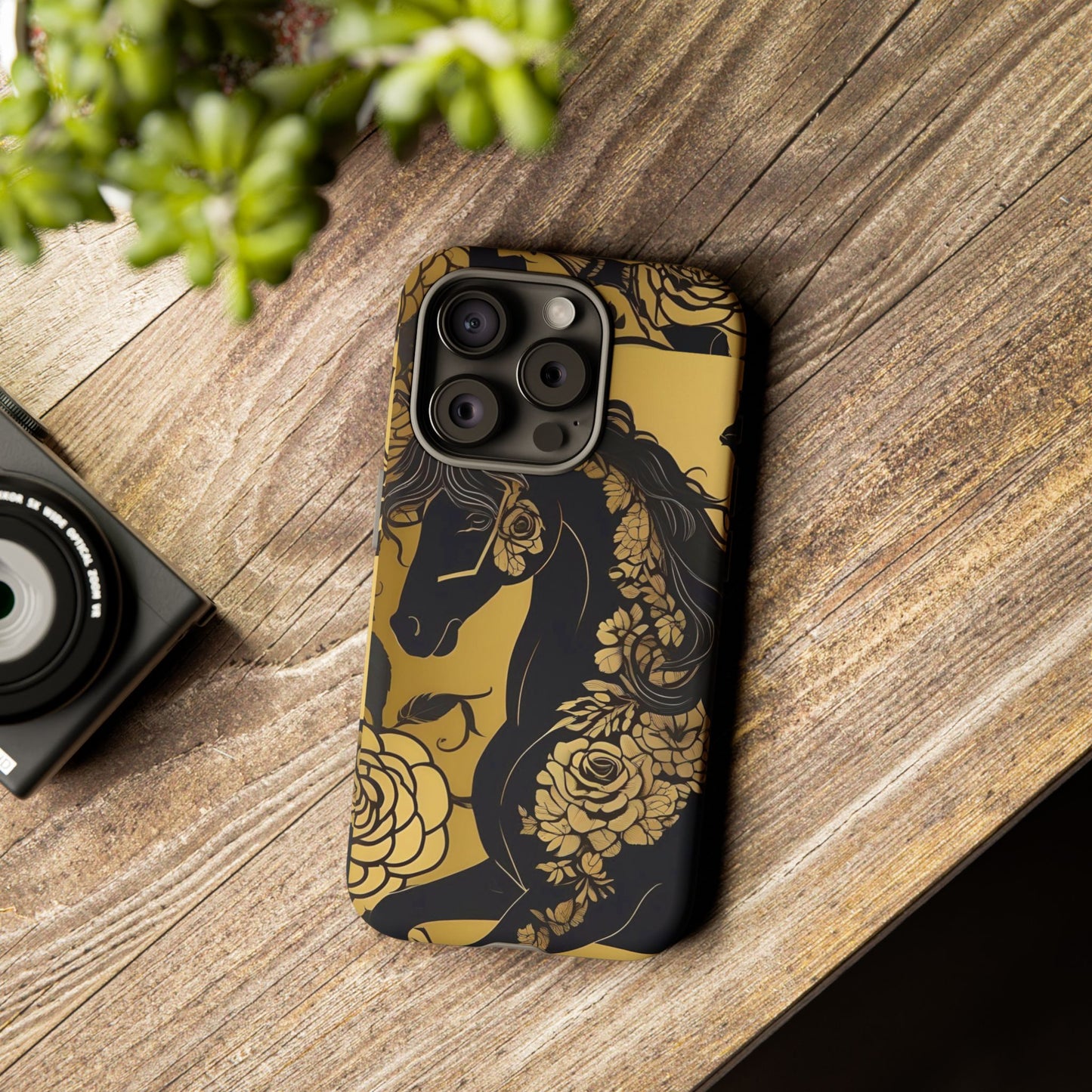 Phone Case - Elegant Horse & Roses Design