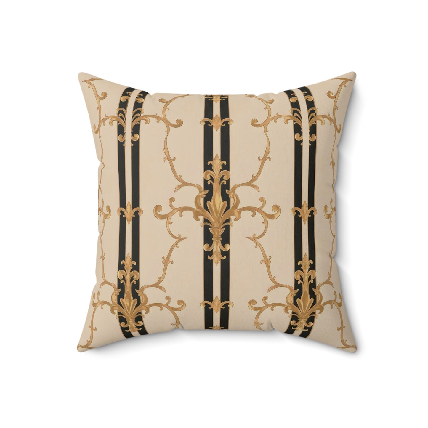 Elegant Decorative Pillow, Stylish Home Decor, Luxurious Throw Cushion, Gift for Her, Bedroom Accent - Black & Beige Striped Damask