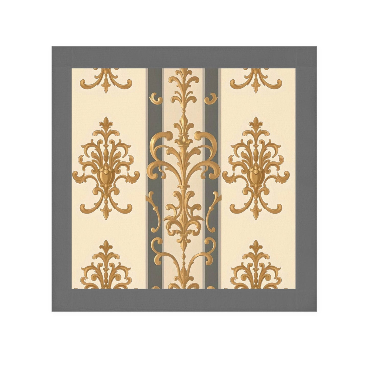 Elegant Vintage Face Towel – Luxurious Gold Pattern for Home & Spa - Dusk Olive Striped Gold Damask