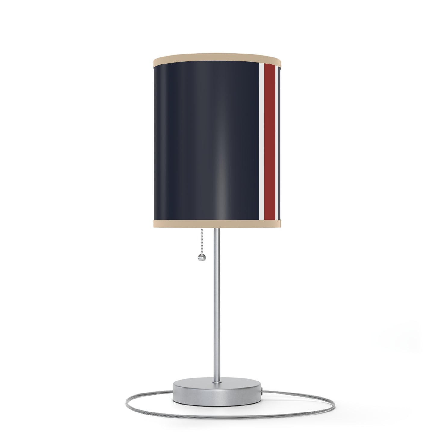 Lunar Midnight & Red-White Striped Stylish Table Lamp, Modern Home Decor, Bedroom Lighting, Unique Gift for Her, Desk Illumination