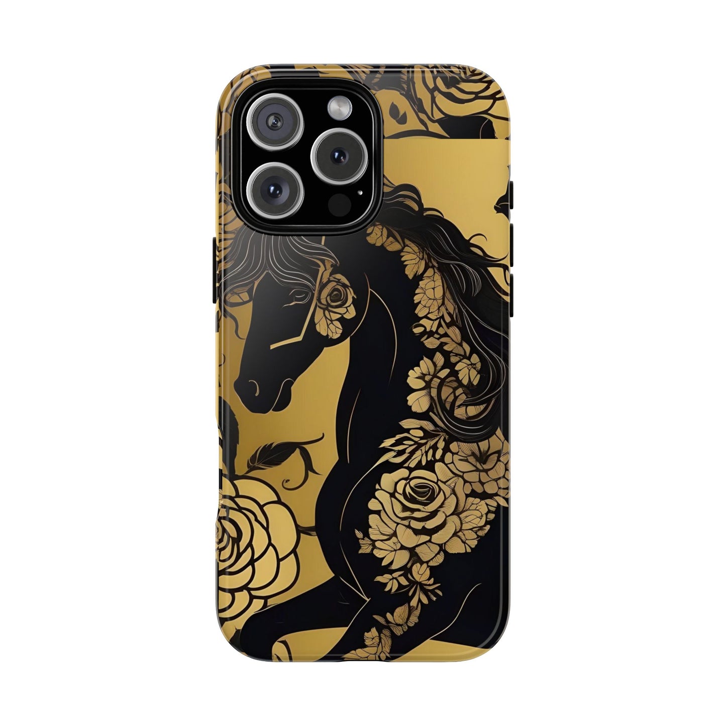 Phone Case - Elegant Horse & Roses Design