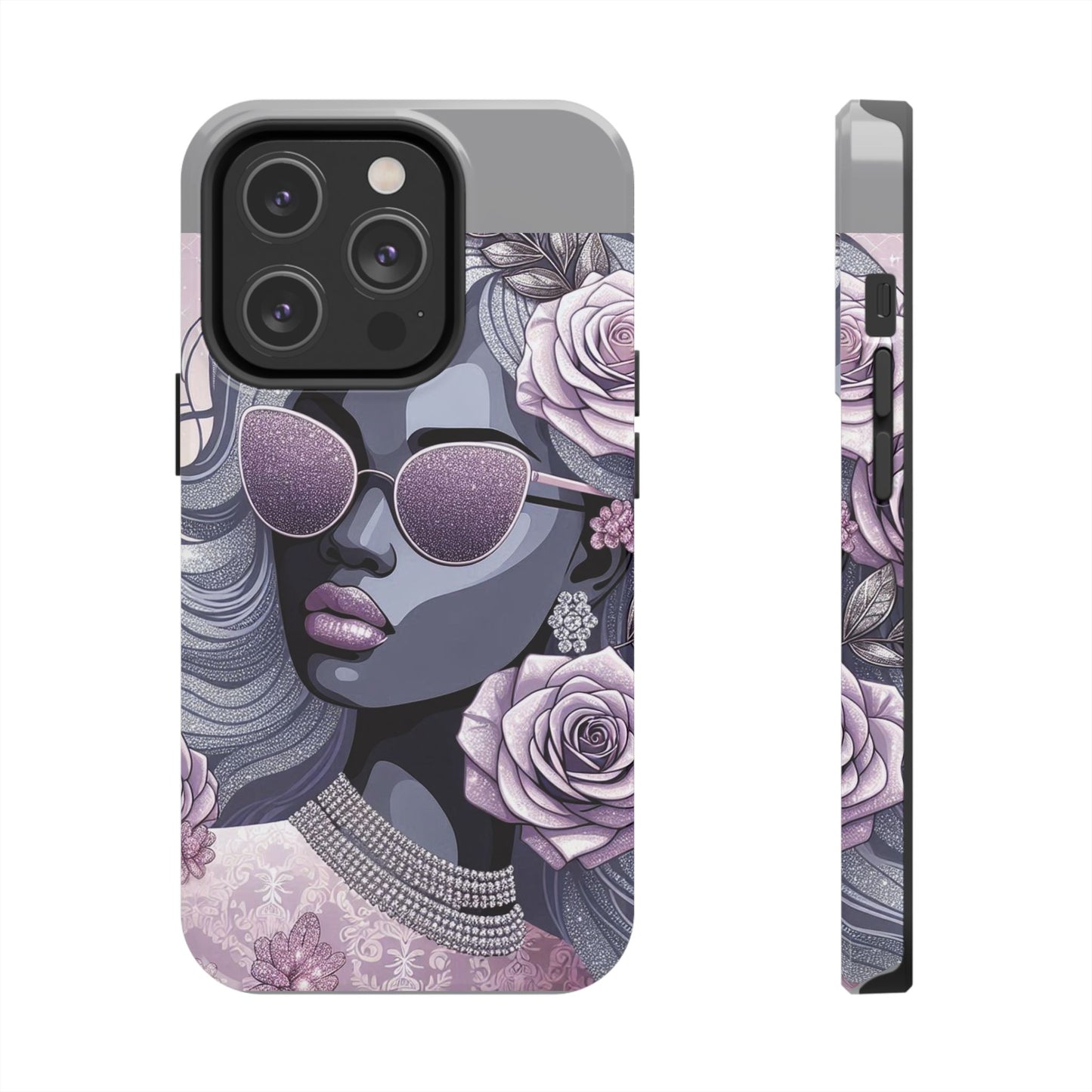 Glamorous Floral Tough Phone Case - Chic Protection for Trendsetters - Lilac & Lavender