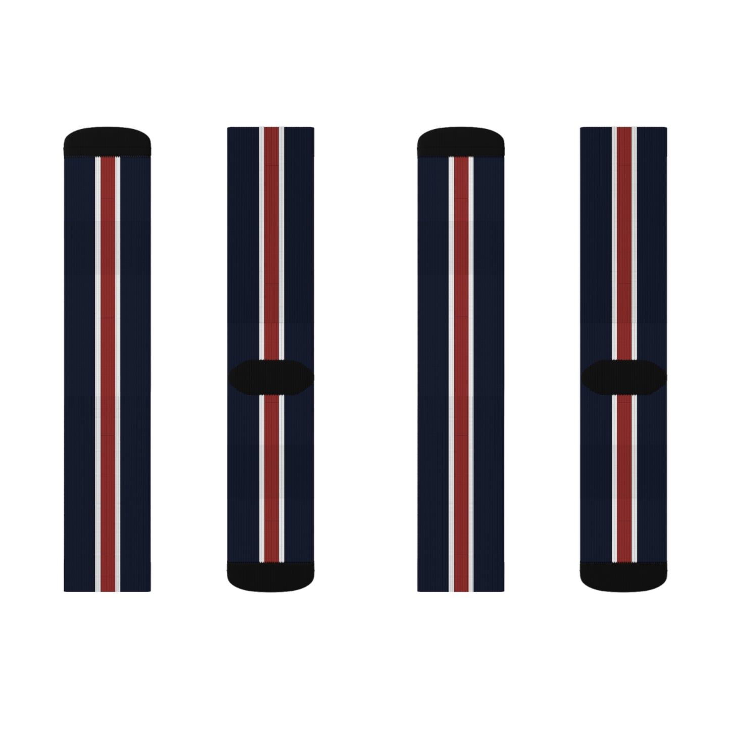 Lunar Midnight & Red-White Striped Stylish Sublimation Socks for Everyday Wear, Personalized Gift Socks, Unique Fashion Accessories, Trendy Socks