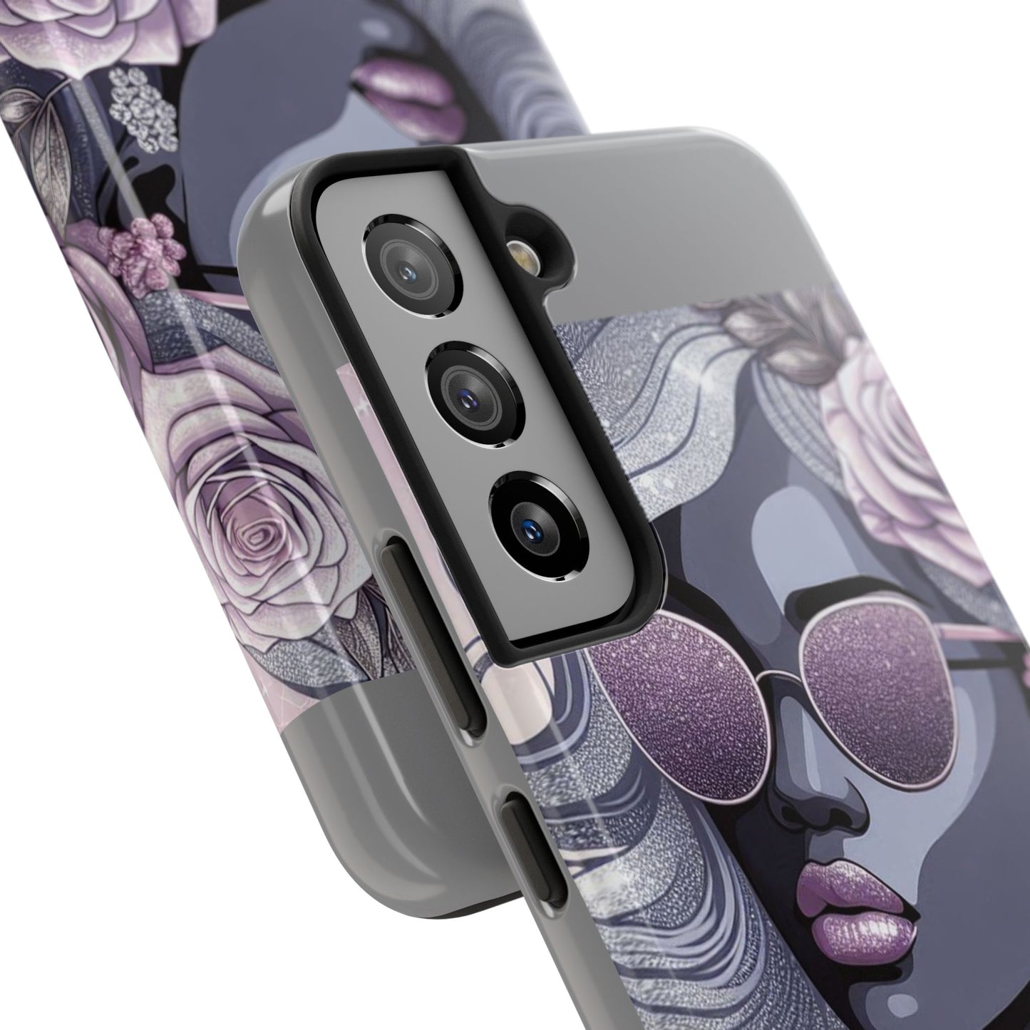 Glamorous Floral Tough Phone Case - Chic Protection for Trendsetters - Lilac & Lavender