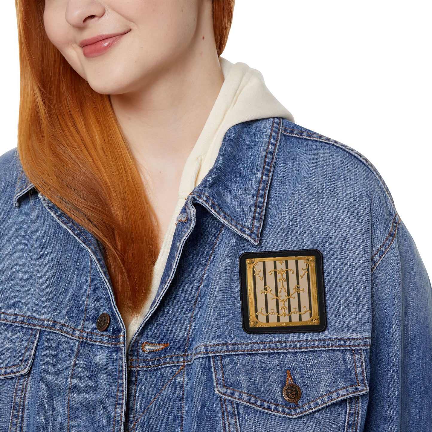 Iron-On Patches - Beige Striped Gold Rococo