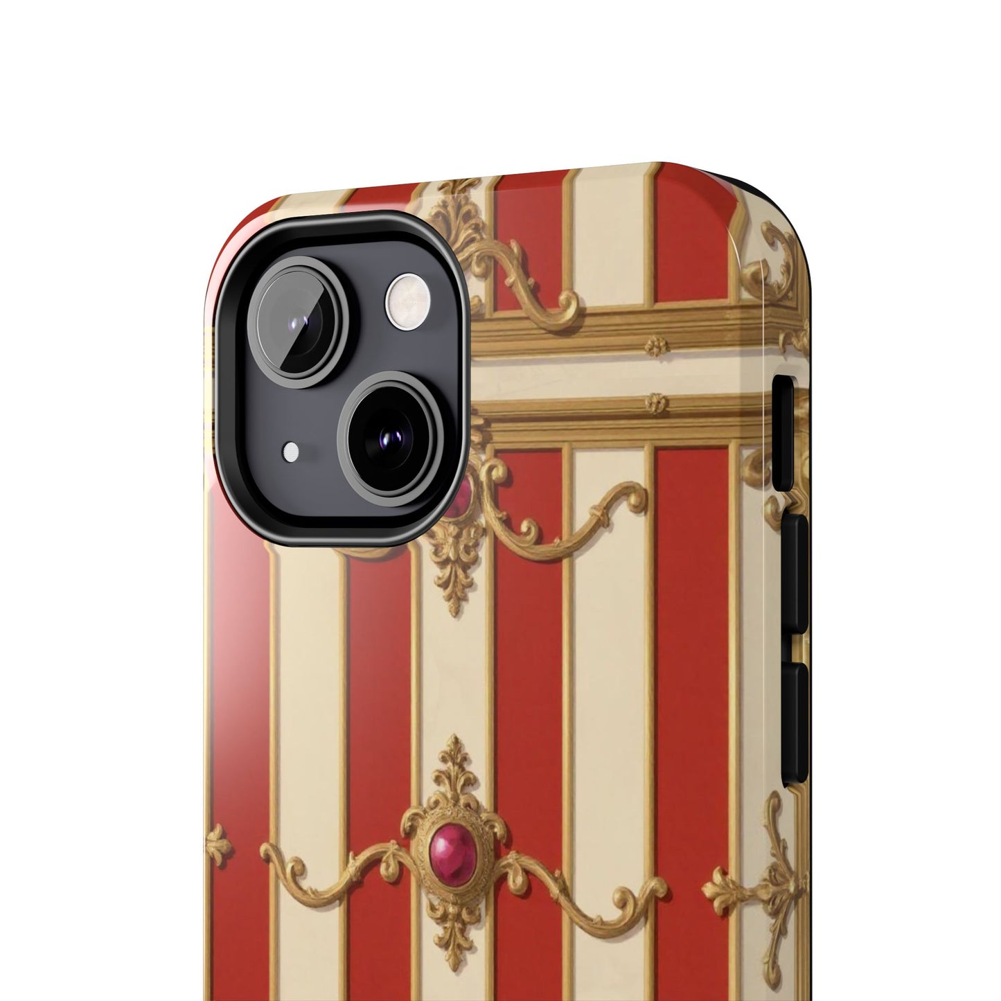 Elegant Alabaster & Dusk Orange Striped Baroque Tough Phone Case - Stylish Protection for Your Device