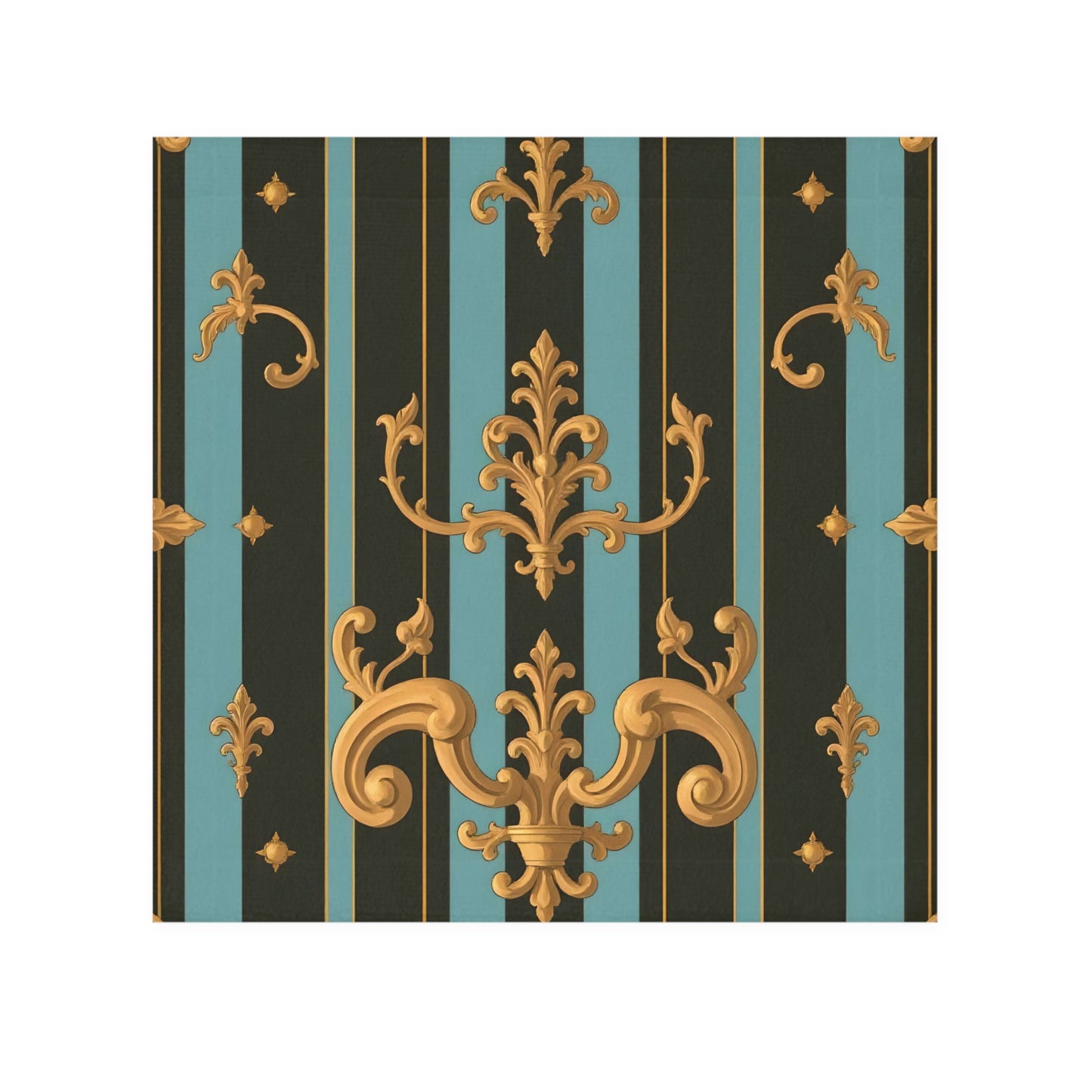 Elegant Patterned Face Towel, Luxury Bathroom Decor, Spa Gifts, Home Essentials, Stylish Towels - Black & Turquoise Striped Baroque