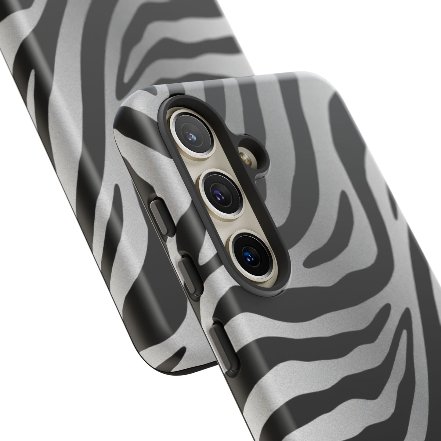 Zebra Print Tough Phone Case - Silver