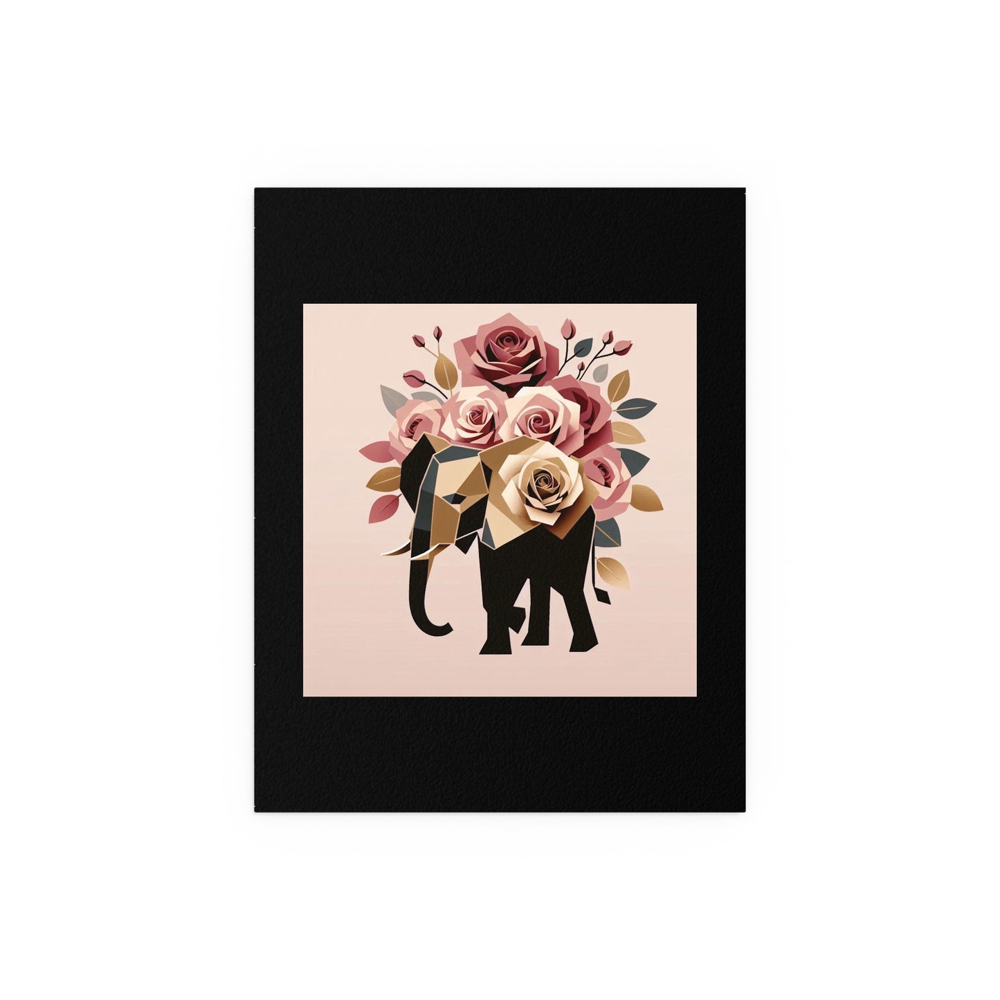 Elegant Floral Silk Poster - Indoor/Outdoor Wall Art for Home Decor - Black & Gold Elephant & Roses