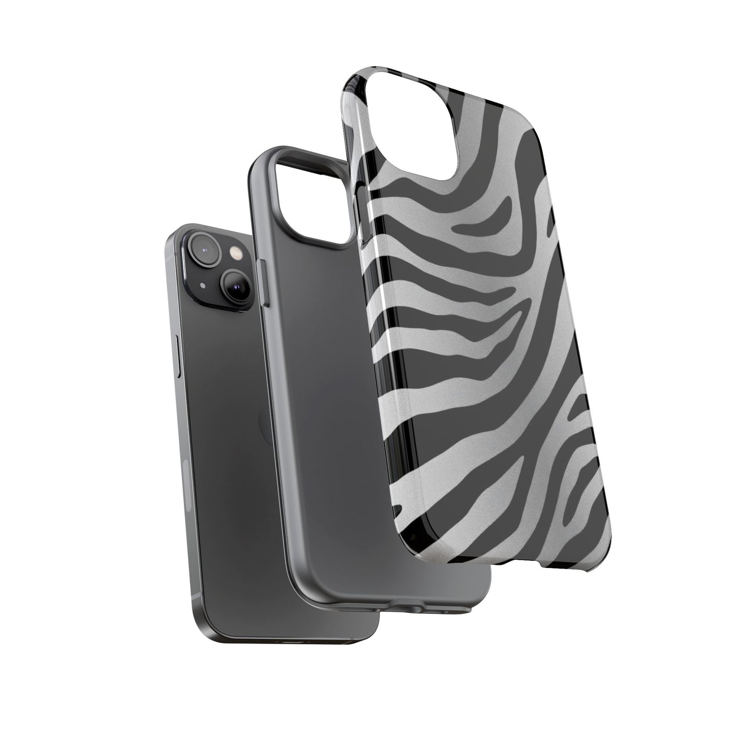 Zebra Print Tough Phone Case - Silver