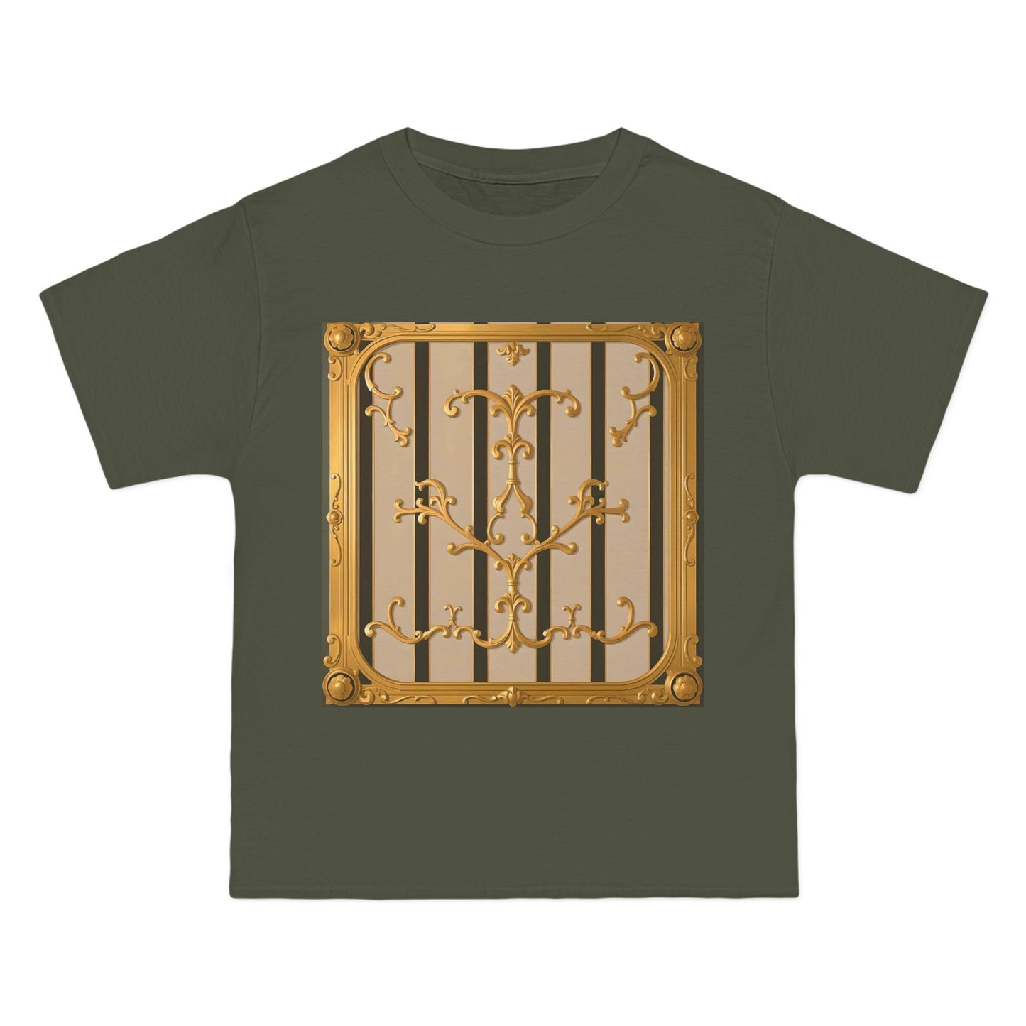 Beefy-T® Unisex Short-Sleeve T-Shirt - Beige Striped Gold Rococo