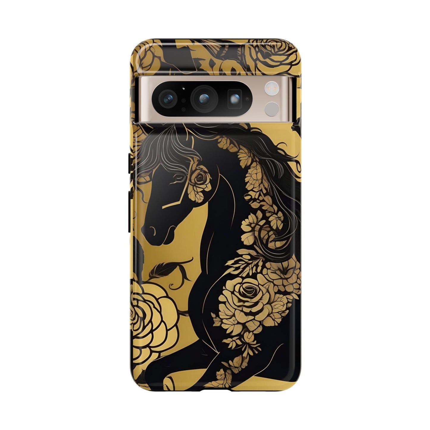 Phone Case - Elegant Horse & Roses Design
