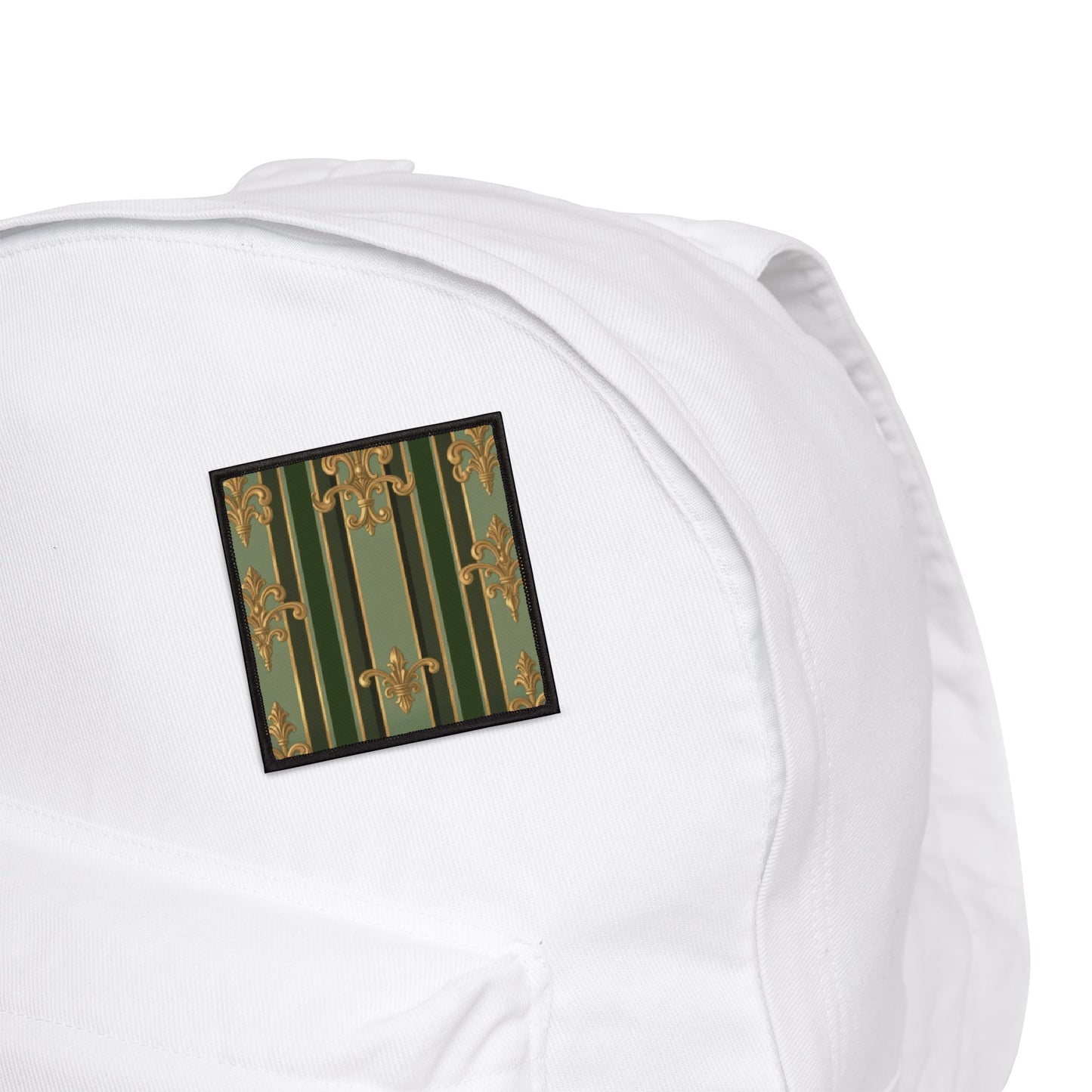 Elegant Vintage Iron-On Patches for Jackets, Upcycle Fashion, DIY Projects, Unique Gift Idea  - Green Striped Gold Baroque