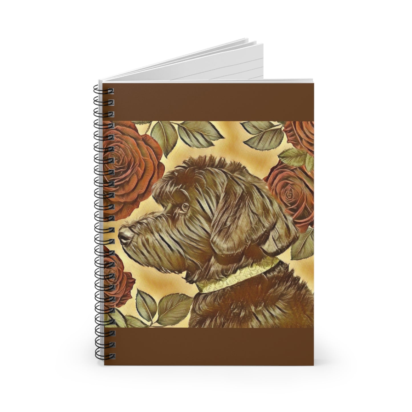 Elegant Vintage Spiral Notebook - Ruled Line with Golden Doodle & Roses