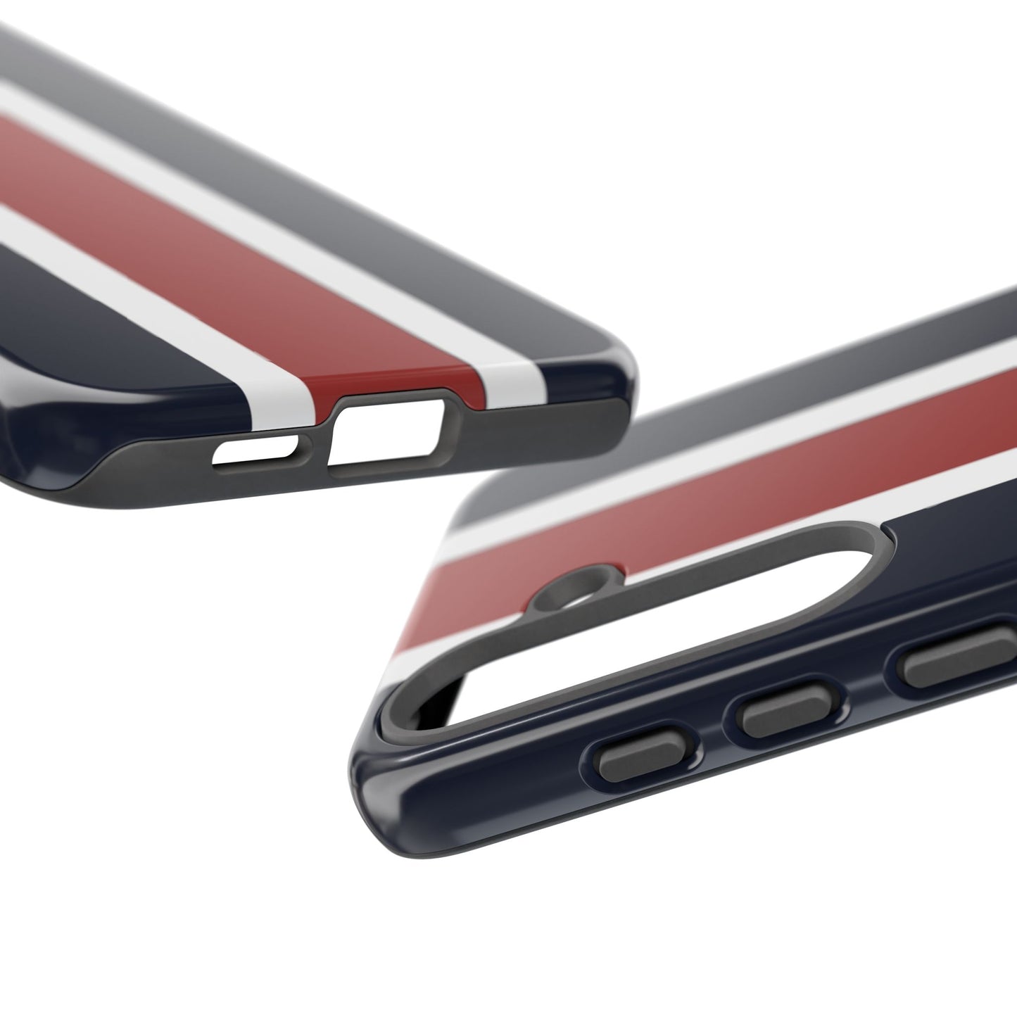 Lunar Midnight & Red-White Striped Stylish Phone Case - Tough Cases, Custom iPhone Cover, Sleek Phone Accessories, Gifts for Him/Her