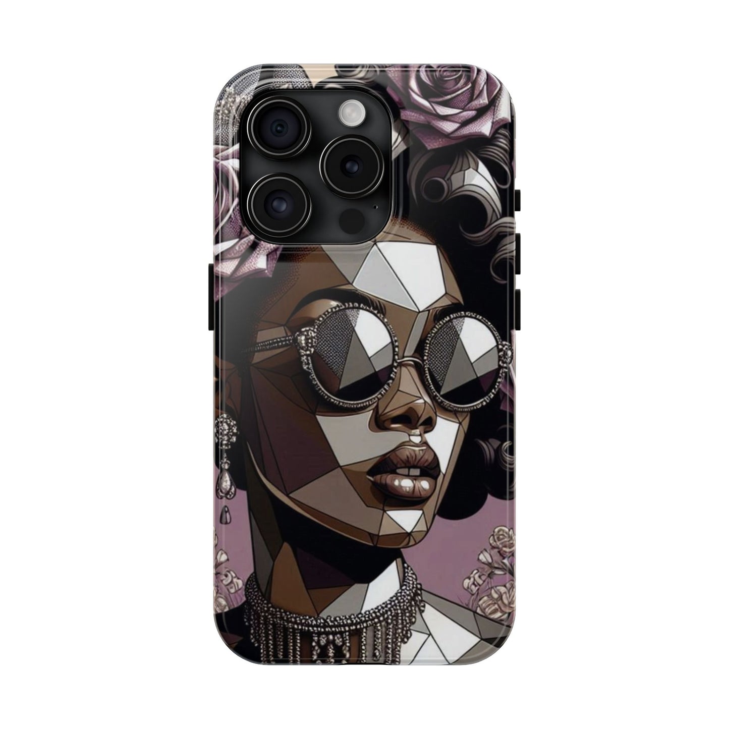 Chic Geometric Phone Case, Stylish Tough Case for Women, Unique Gift, Floral Design, Modern Accessories for Everyday Use - Lilac Baroque Lady