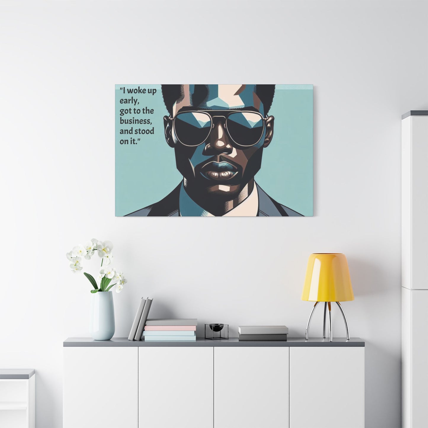 Afro Art Print Canvas, Wall Decor, Satin Stretched Canvas, African American Art, Office Decor, Home Decor - "I woke up early"