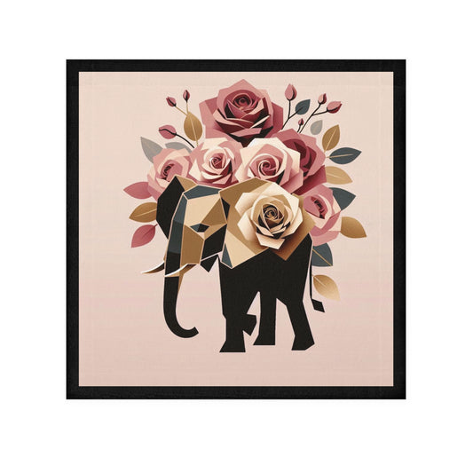 Face Towel - Floral Elephant-Inspired Softness -  Black & Gold Elephant & Roses Design