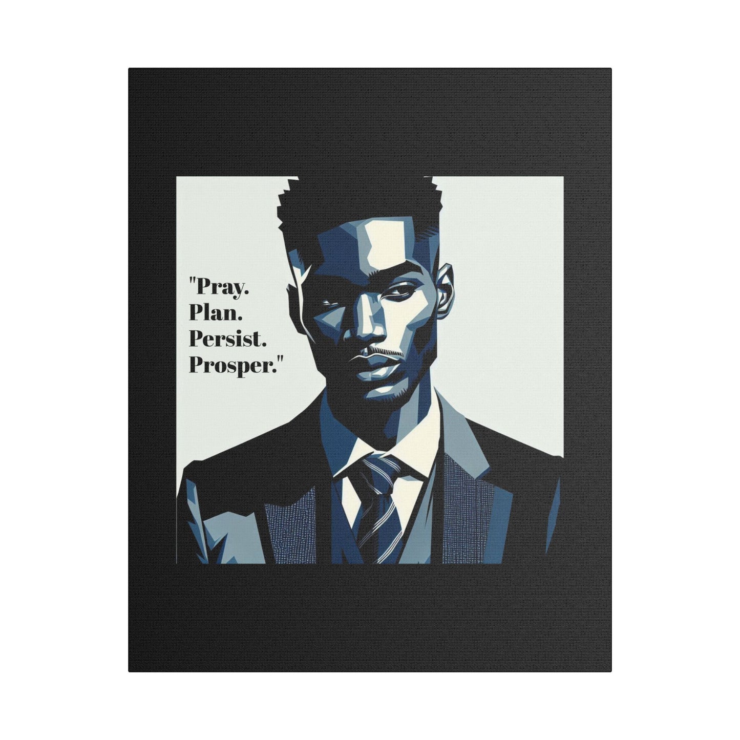 Afro Art Print Canvas, Wall Decor, Satin Stretched Canvas, African American Art, Office Decor, Home Decor - "Pray. Plan. Persist. Prosper."