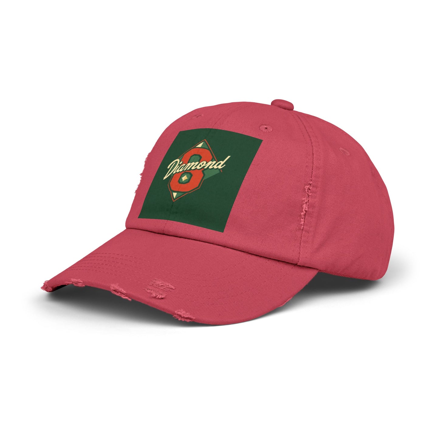 Unisex Distressed Cap - Vintage Baseball Style Hat, Cool Casual Headwear - Diamond 8