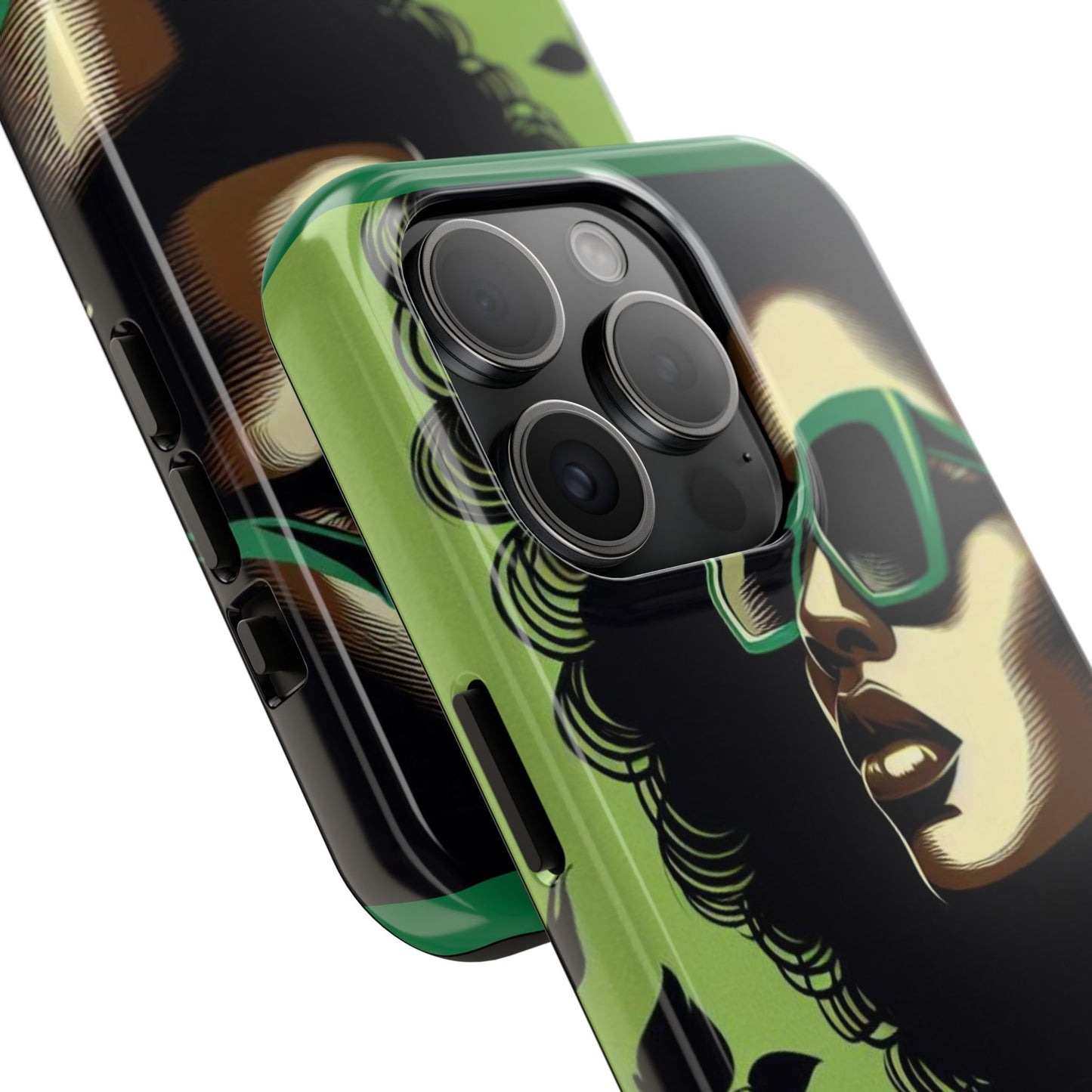 Chic Tough Phone Case | Artistic Green & Black Design | Phone Protection, Gift for Her, Stylish Accessory, Trendy Tech - Lady in Green