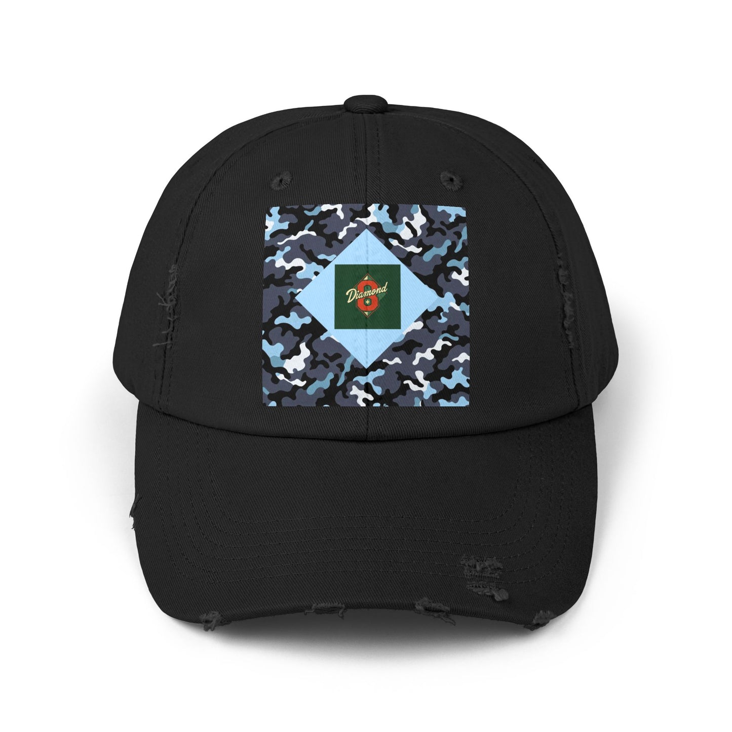 Camouflage Distressed Cap, Casual Hat, Outdoor Gear, Trendy Accessories, Gift for Him/Her - Diamond 8