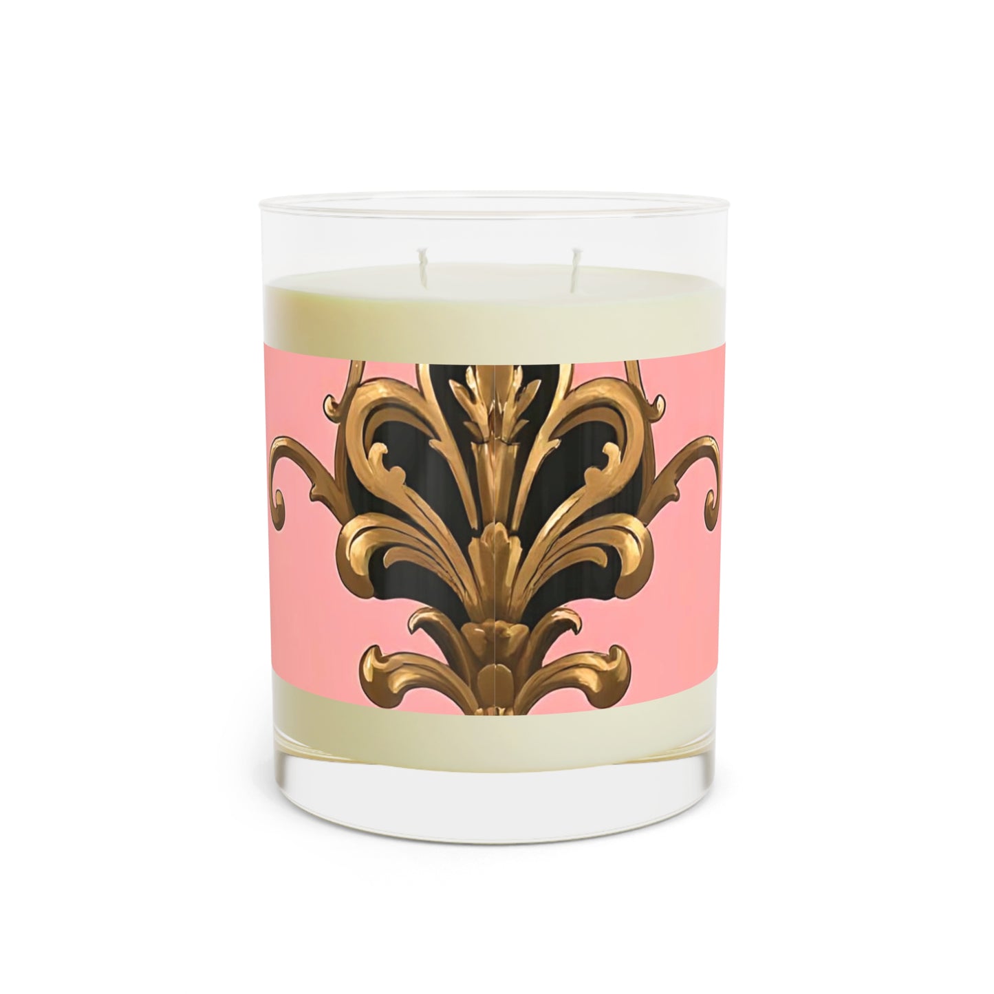Elegant Floral Scented Candle - Home Decor, Gift for Her, Relaxation, Birthday Present, Aromatherapy - Pink, Black & Gold Rococo