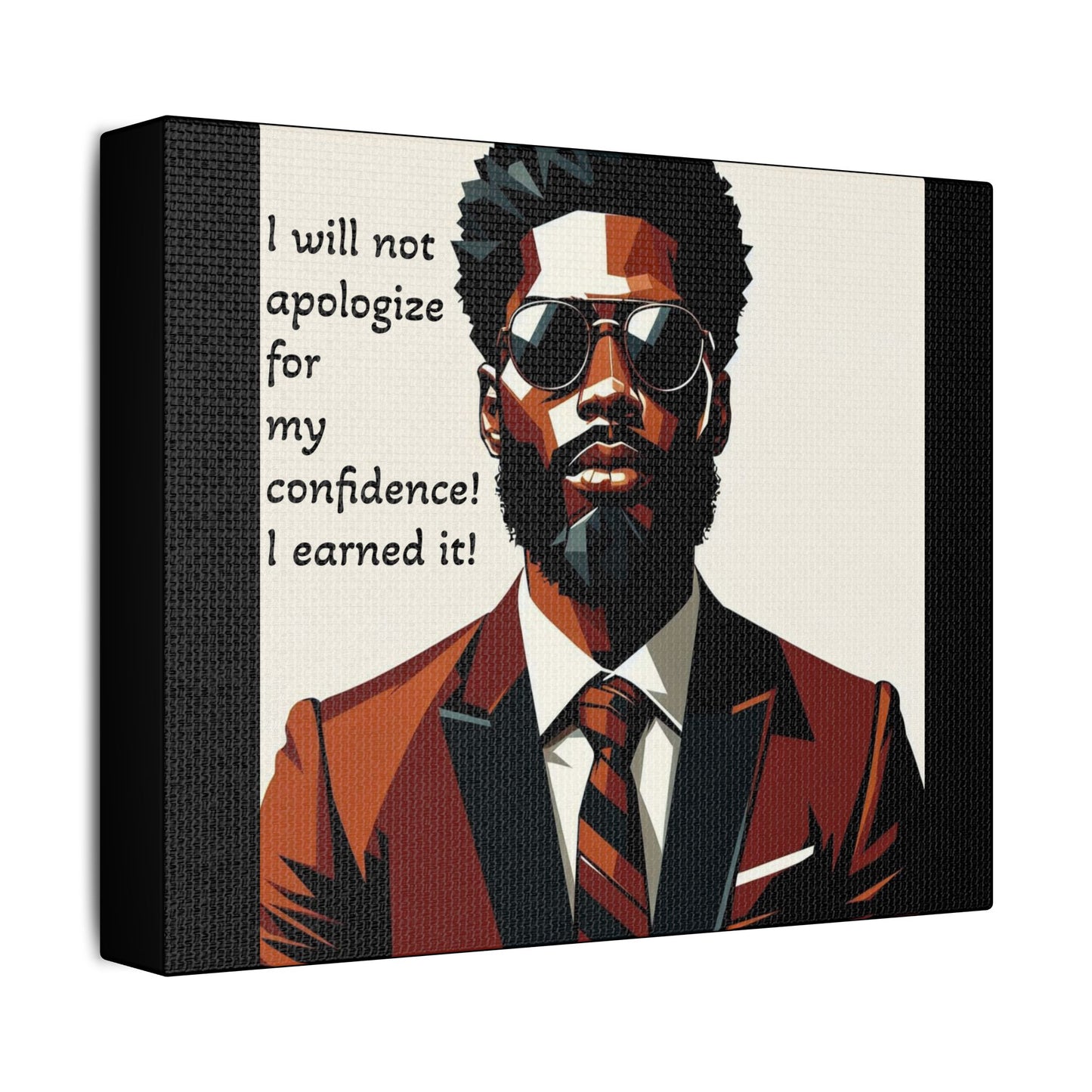 Afro Art Print Canvas, Wall Decor, Satin Stretched Canvas, African American Art, Office Decor, Home Decor - Confident Man In Suit
