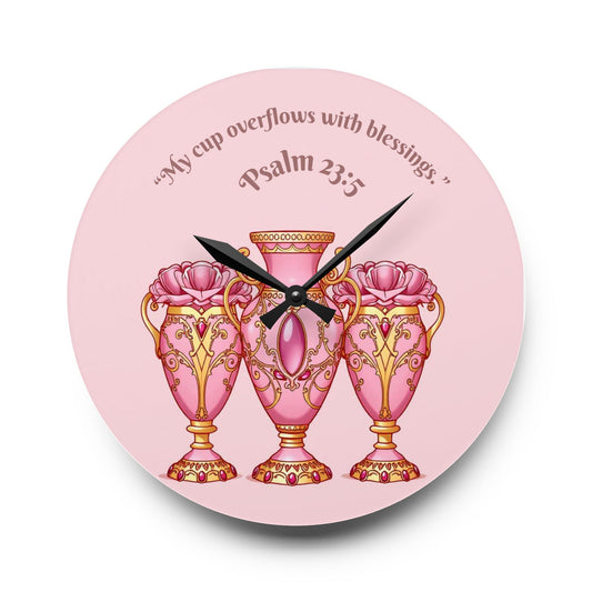 Charming Acrylic Wall Clock with Inspirational Quote – Vintage Floral Design, Home Decor, Gift for Her, Prayer Room, Faith-Based Decor - 23:5