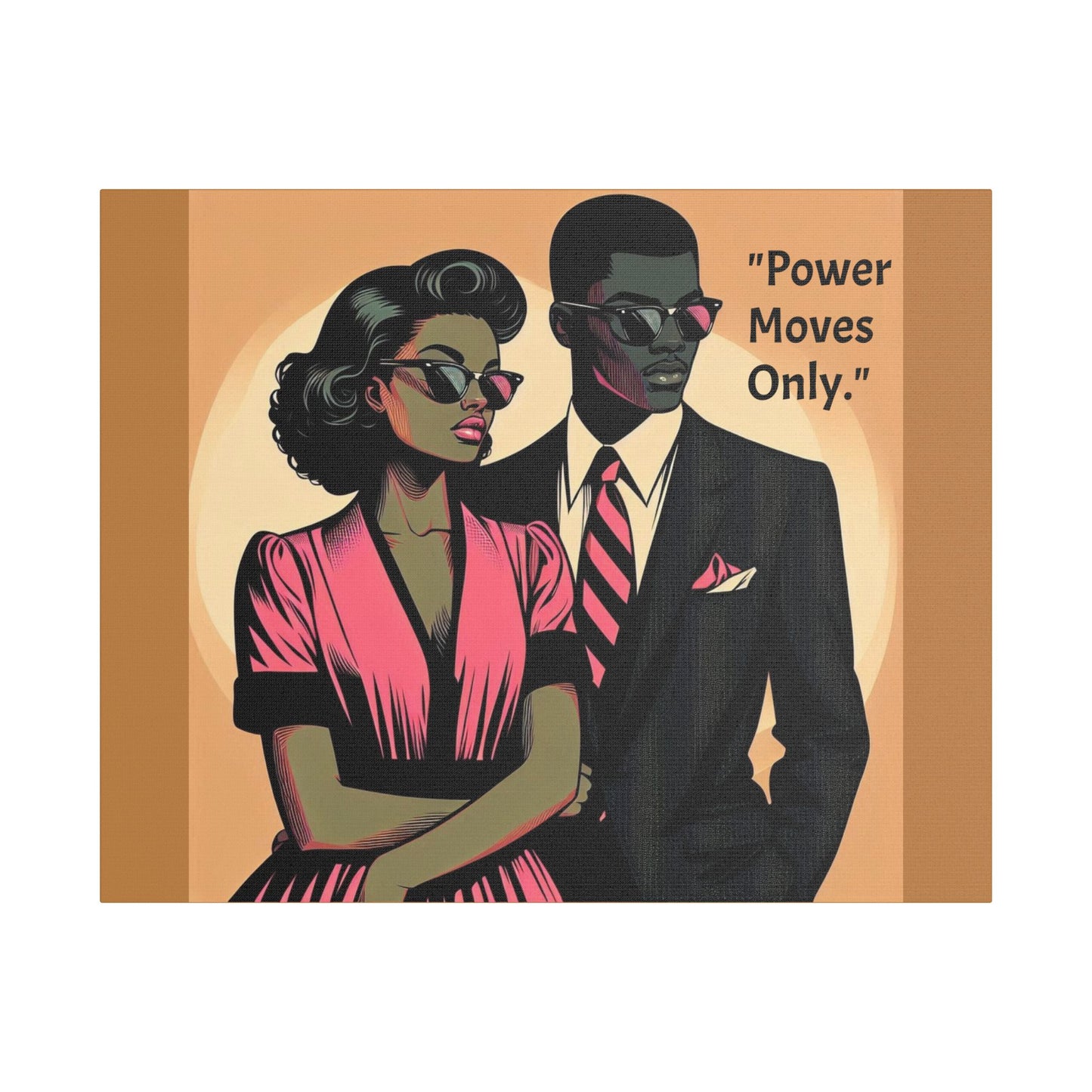 Afro Art Print Canvas, Wall Decor, Satin Stretched Canvas, African American Art, Office Decor, Home Decor - "Power Moves Only."