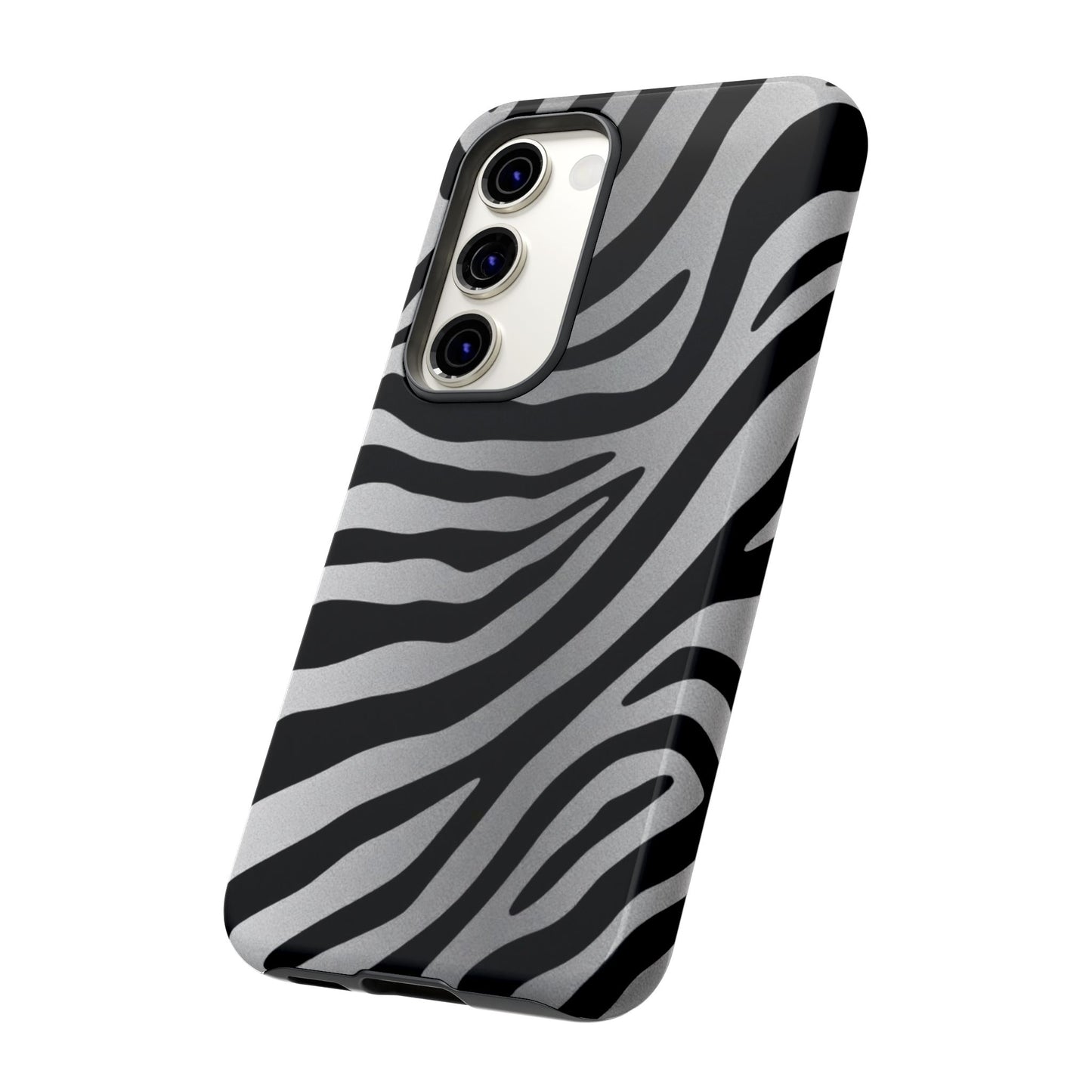 Zebra Print Tough Phone Case - Silver