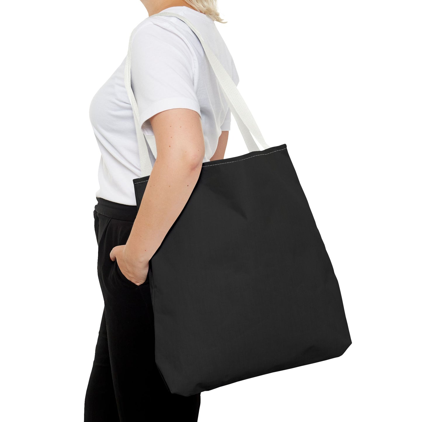 Stylish Black All-Over Print Tote Bag, Eco-Friendly Shopping Bag, Beach Tote, Gift for Her, Everyday Carryall