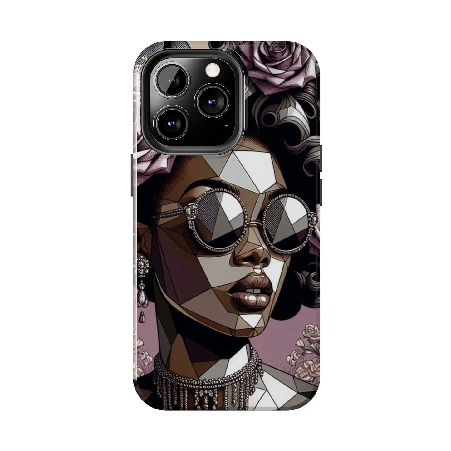 Chic Geometric Phone Case, Stylish Tough Case for Women, Unique Gift, Floral Design, Modern Accessories for Everyday Use - Lilac Baroque Lady