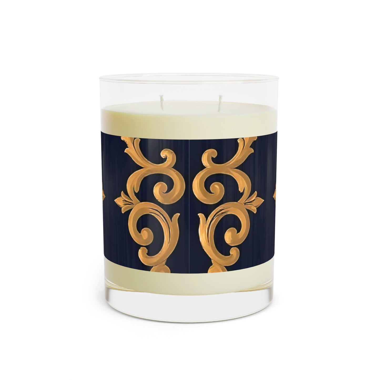 Elegant Themed Scented Candle - Luxe Aromatic Decor for Home, Perfect Gift for Holidays and Special Occasions - Midnight Blue & Dusk Red Gold Baroque