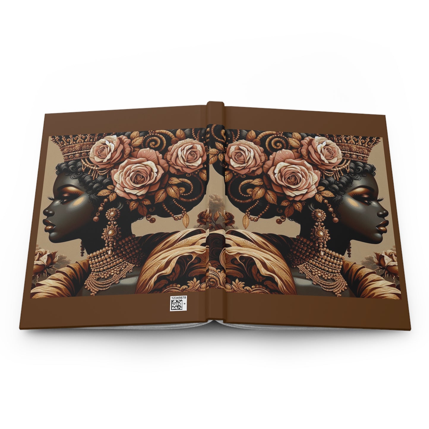 Elegant Floral Hardcover Journal - Stylish Writing Notebook - Lady With Peach Roses Design