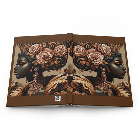 Elegant Floral Hardcover Journal - Stylish Writing Notebook - Lady With Peach Roses Design