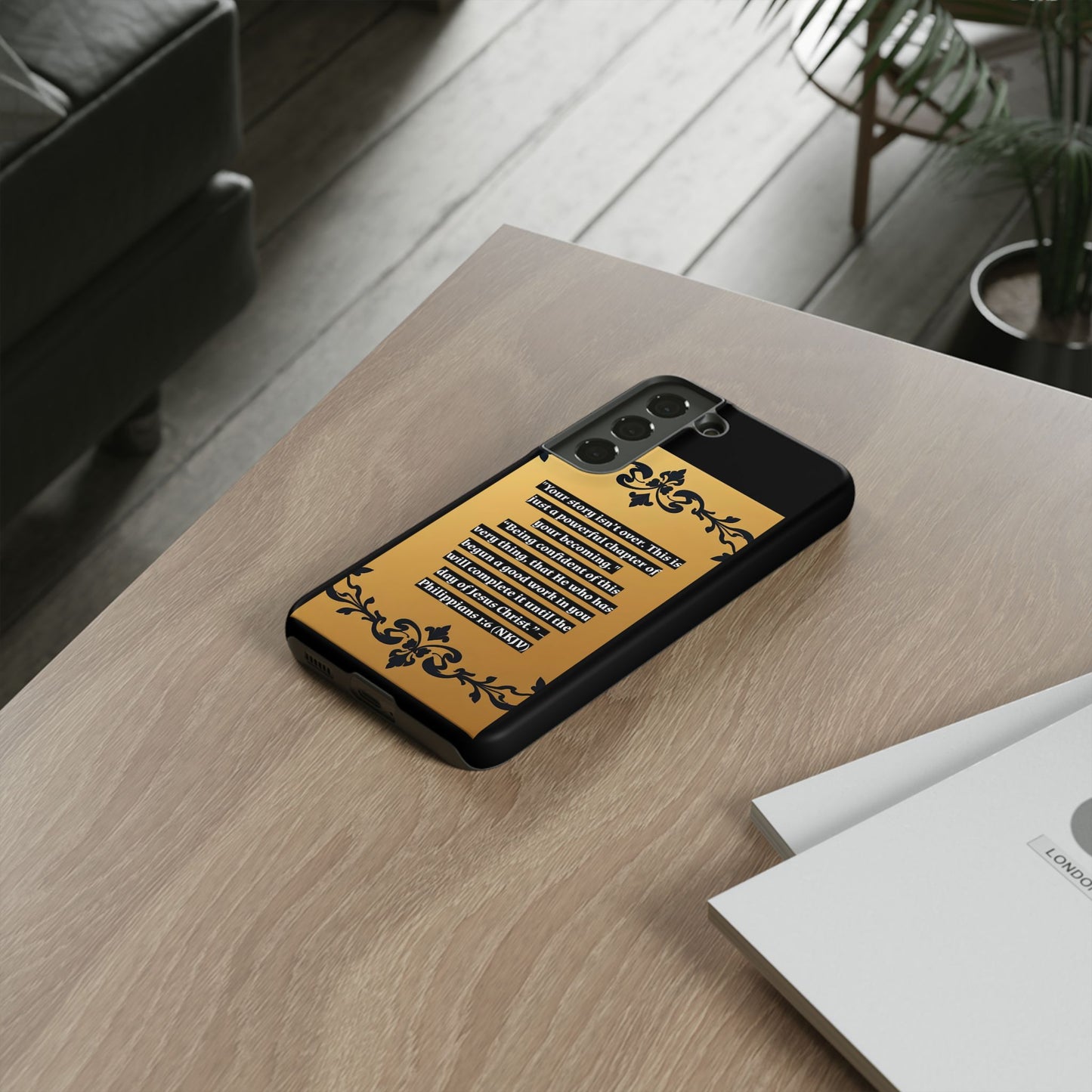 Elegant Floral Motif Phone Case - Tough Cases with Vintage Design - "Your story isn't over"