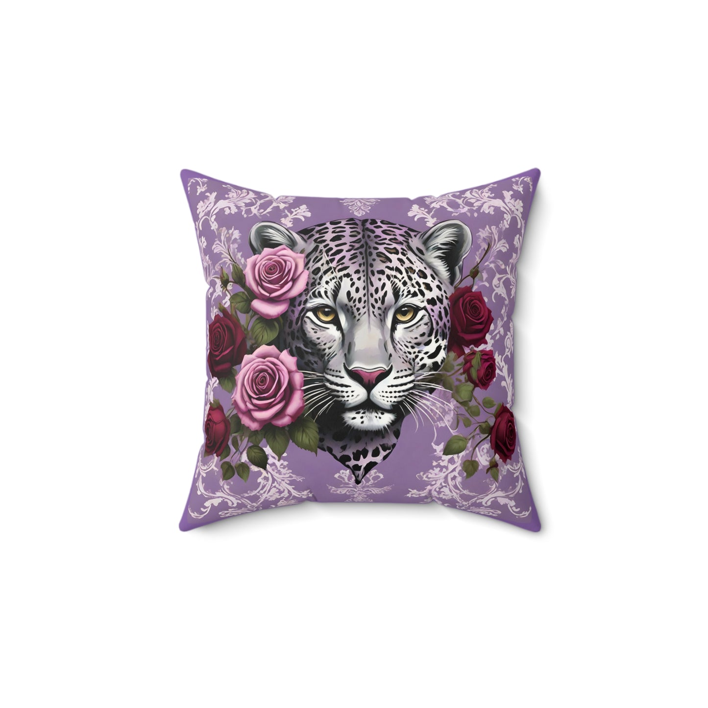 Elegant Leopard Floral Faux Suede Pillow - Lilac Leopard