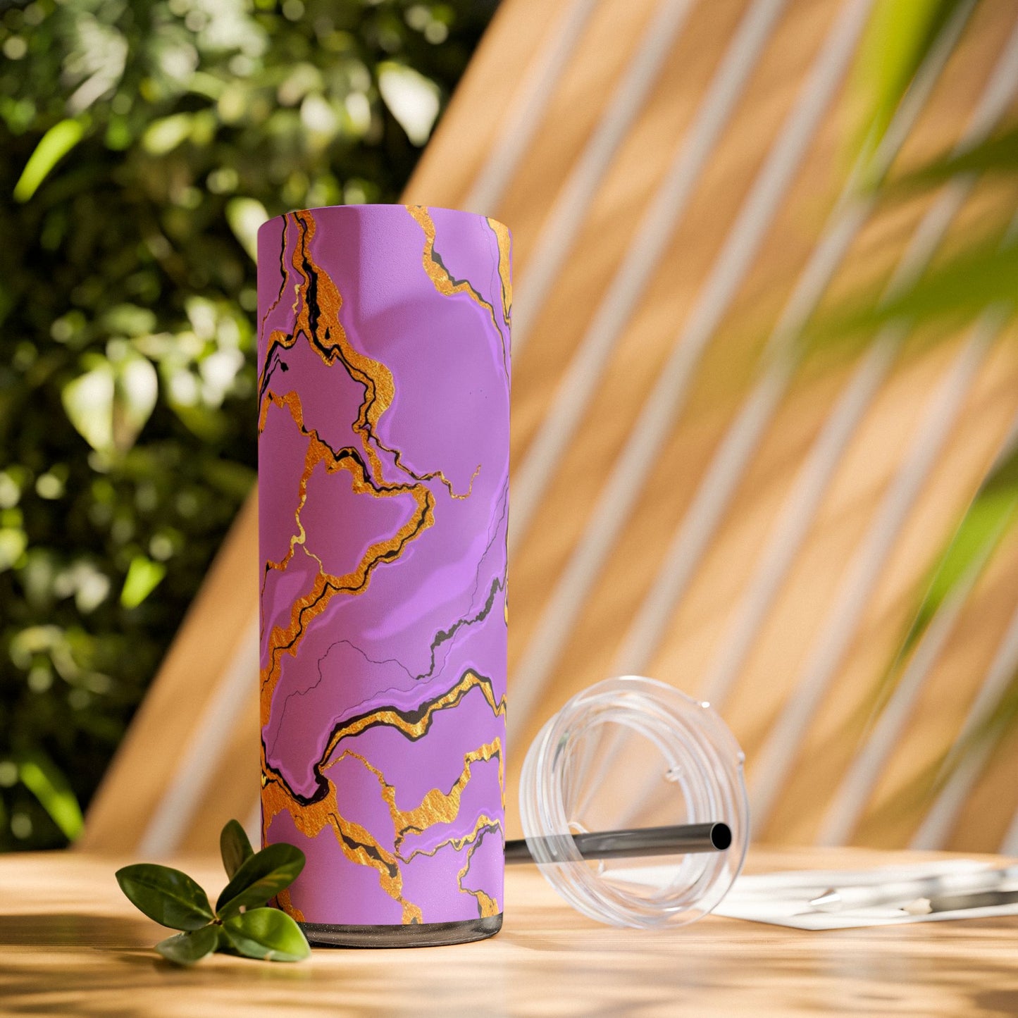 Stylish Marble Lavender Skinny Tumbler, 20oz - Trendy Drinkware for Home, Office, Travel, Gifts, Women, Fashionable Beverages