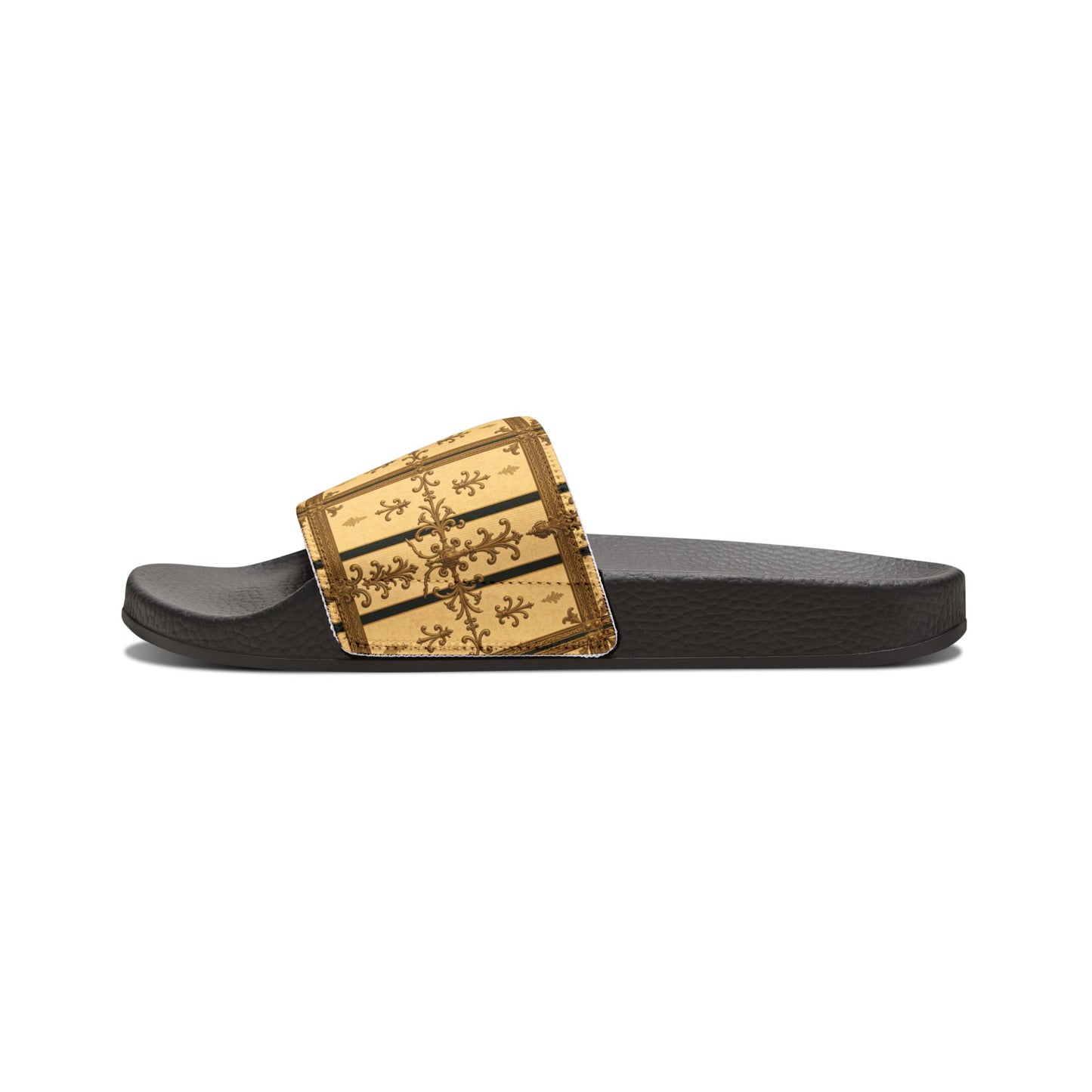 Stylish Removable-Strap Sandals for Women, Casual Beach Footwear, Travel Sandals, Summer Essential - Matte Yellow Striped Antique Rococo